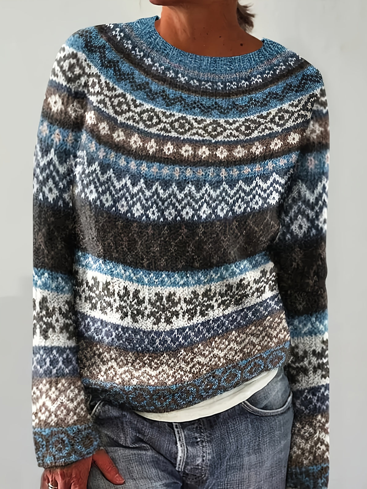 Sara - trui van merinowol met patroon