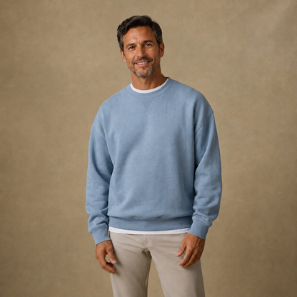 Relaxed Crew Neck Cotton Sweatshirt