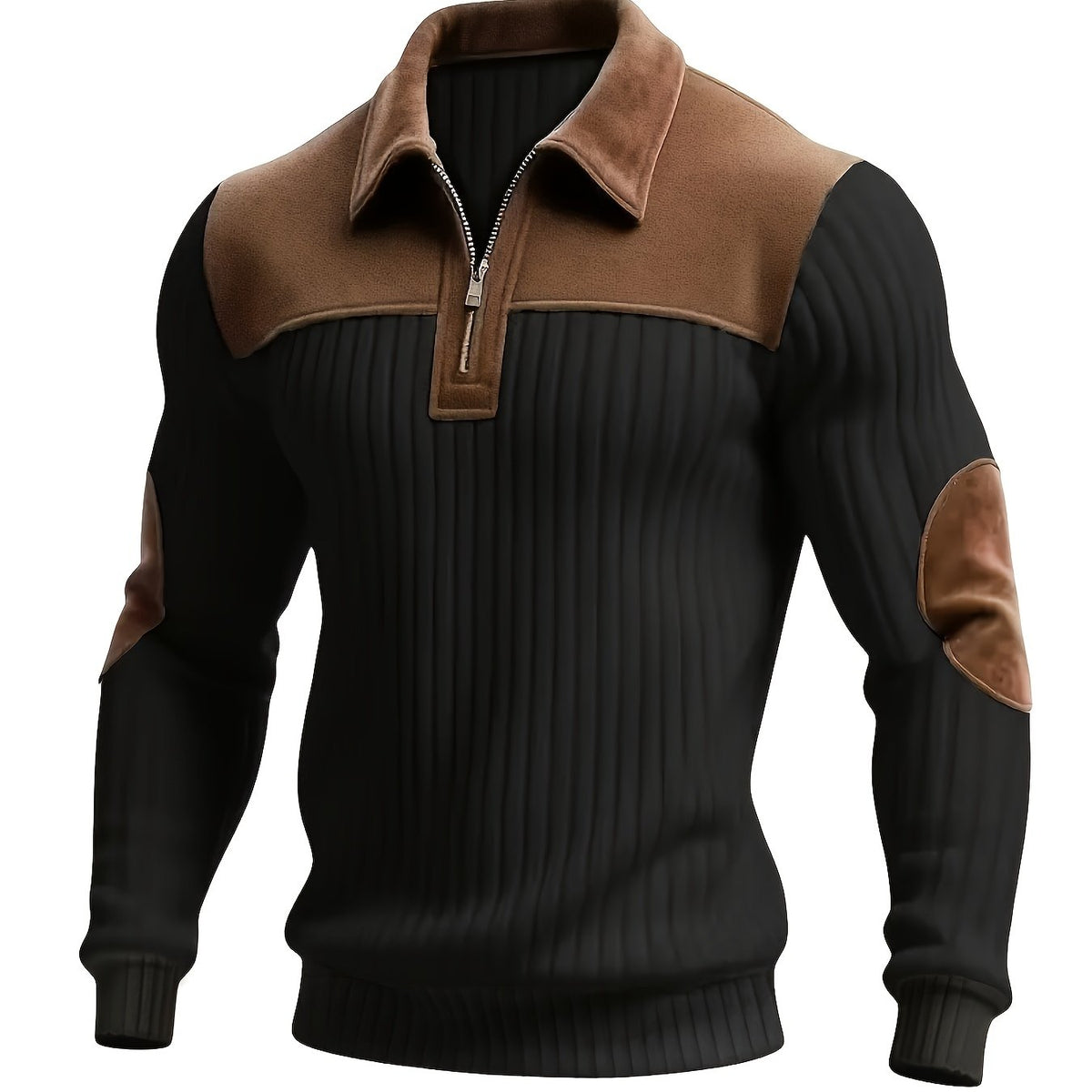 Autumn Winter Men'S Long Sleeve Jacquard Knit Sweater Christmas Gift Thick Contrast Striped Casual Stand Collar Zipper Pullover
