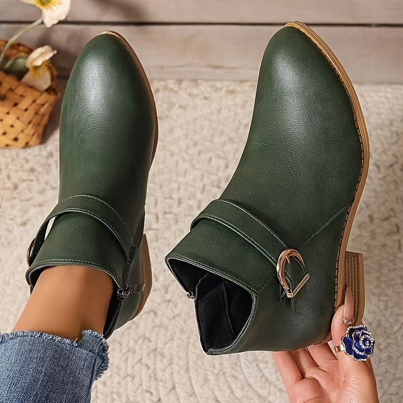Women'S Ankle Boots | Fashion Pointed Toe With Block Heel, Synthetic Upper, Zipper Closure, All-Season Casual Wear, Women Shoes