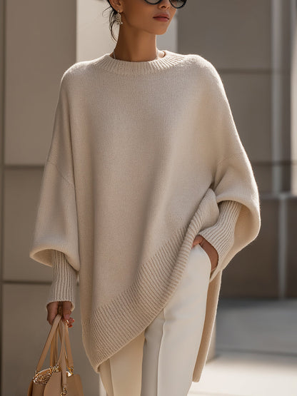 Jennifer | Oversized Trui met Drapering en Wijde Hals