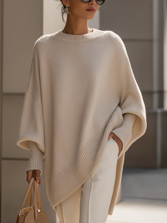 Jennifer | Oversized Trui met Drapering en Wijde Hals