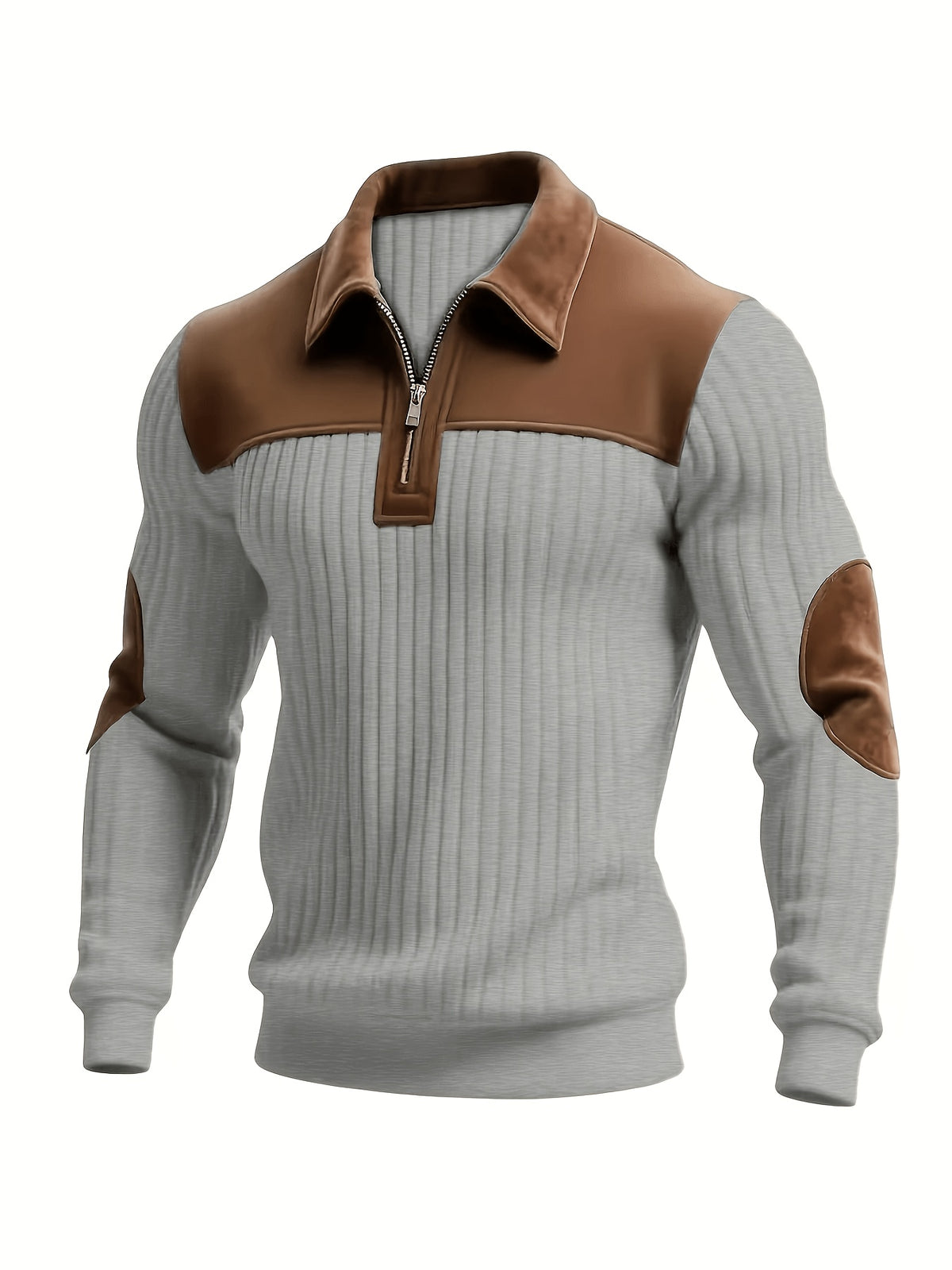 Autumn Winter Men'S Long Sleeve Jacquard Knit Sweater Christmas Gift Thick Contrast Striped Casual Stand Collar Zipper Pullover