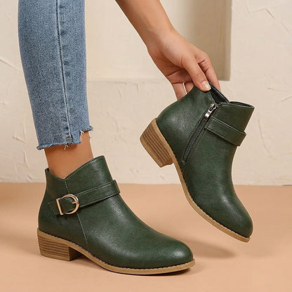 Women'S Ankle Boots | Fashion Pointed Toe With Block Heel, Synthetic Upper, Zipper Closure, All-Season Casual Wear, Women Shoes