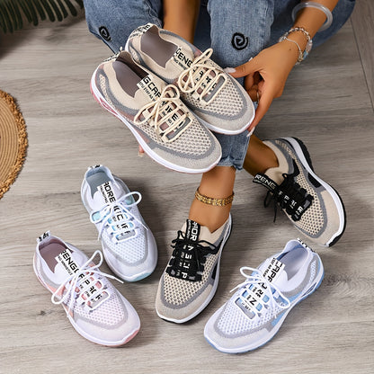 Women's Lightweight Breathable Sneakers - Comfortable Low-Top Lace-Up Casual Walking Shoes, Women Shoes Elegant Women Shoes Classy Lady Shoes