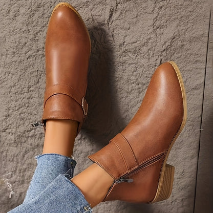 Women'S Ankle Boots | Fashion Pointed Toe With Block Heel, Synthetic Upper, Zipper Closure, All-Season Casual Wear, Women Shoes