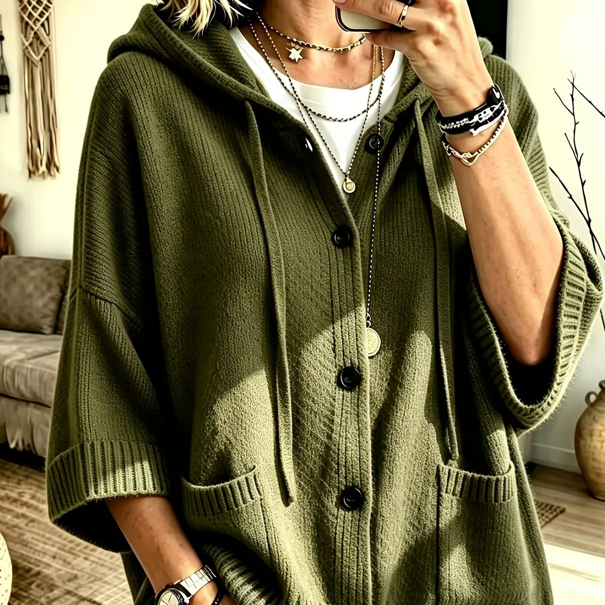 Elegant Casual Pocket Cardigan for Women