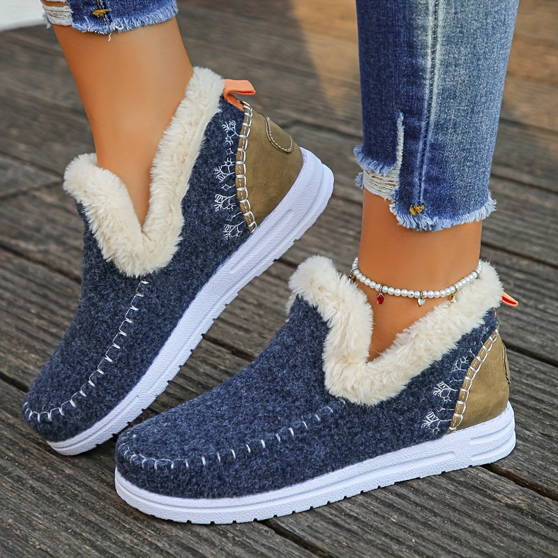 Women'S Multicolor Fleece-Lined Slippers, Versatile Slip-On for Daily Relaxing, Home Gatherings, Weekend Errands - Matches Casual Loungewear, Winter Outfits, Cozy Sets, Women Shoes