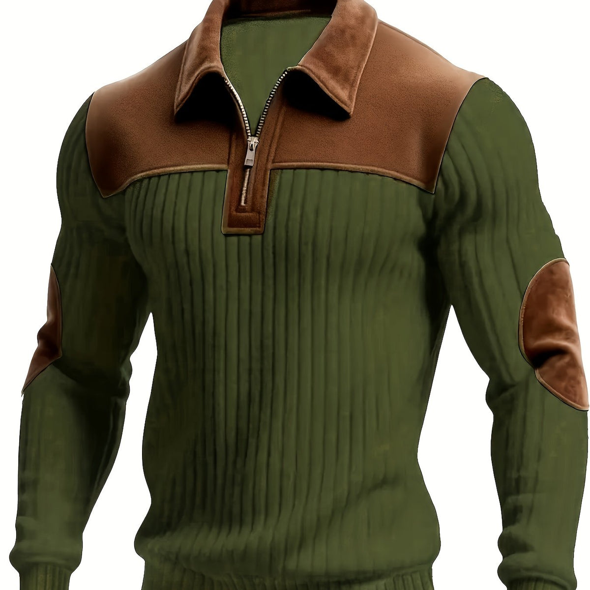 Autumn Winter Men'S Long Sleeve Jacquard Knit Sweater Christmas Gift Thick Contrast Striped Casual Stand Collar Zipper Pullover