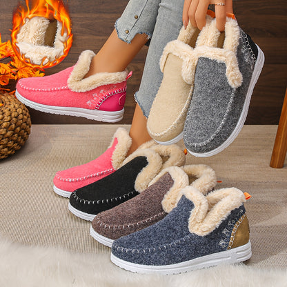 Women'S Multicolor Fleece-Lined Slippers, Versatile Slip-On for Daily Relaxing, Home Gatherings, Weekend Errands - Matches Casual Loungewear, Winter Outfits, Cozy Sets, Women Shoes