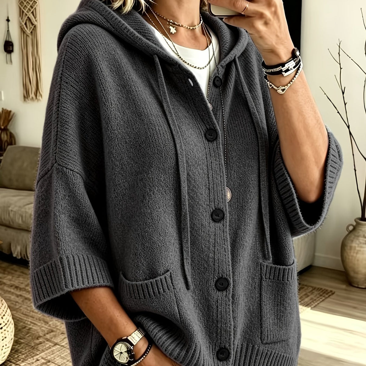 Elegant Casual Pocket Cardigan for Women