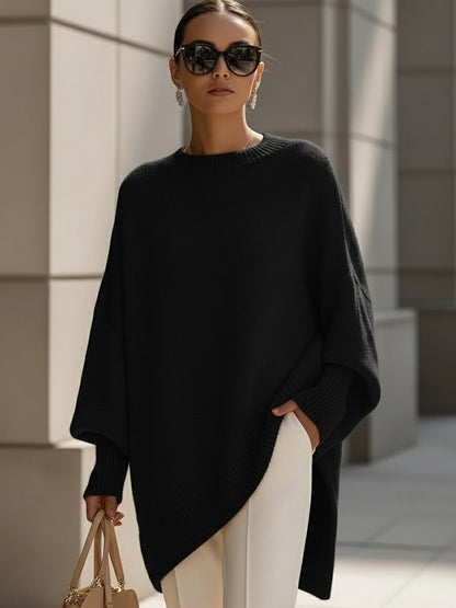 Jennifer | Oversized Trui met Drapering en Wijde Hals