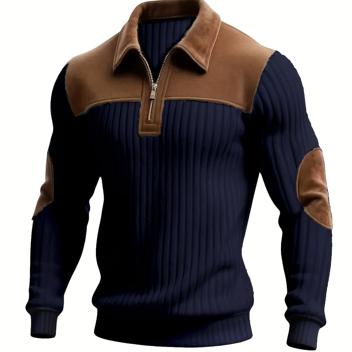 Autumn Winter Men'S Long Sleeve Jacquard Knit Sweater Christmas Gift Thick Contrast Striped Casual Stand Collar Zipper Pullover