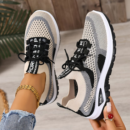 Women's Lightweight Breathable Sneakers - Comfortable Low-Top Lace-Up Casual Walking Shoes, Women Shoes Elegant Women Shoes Classy Lady Shoes