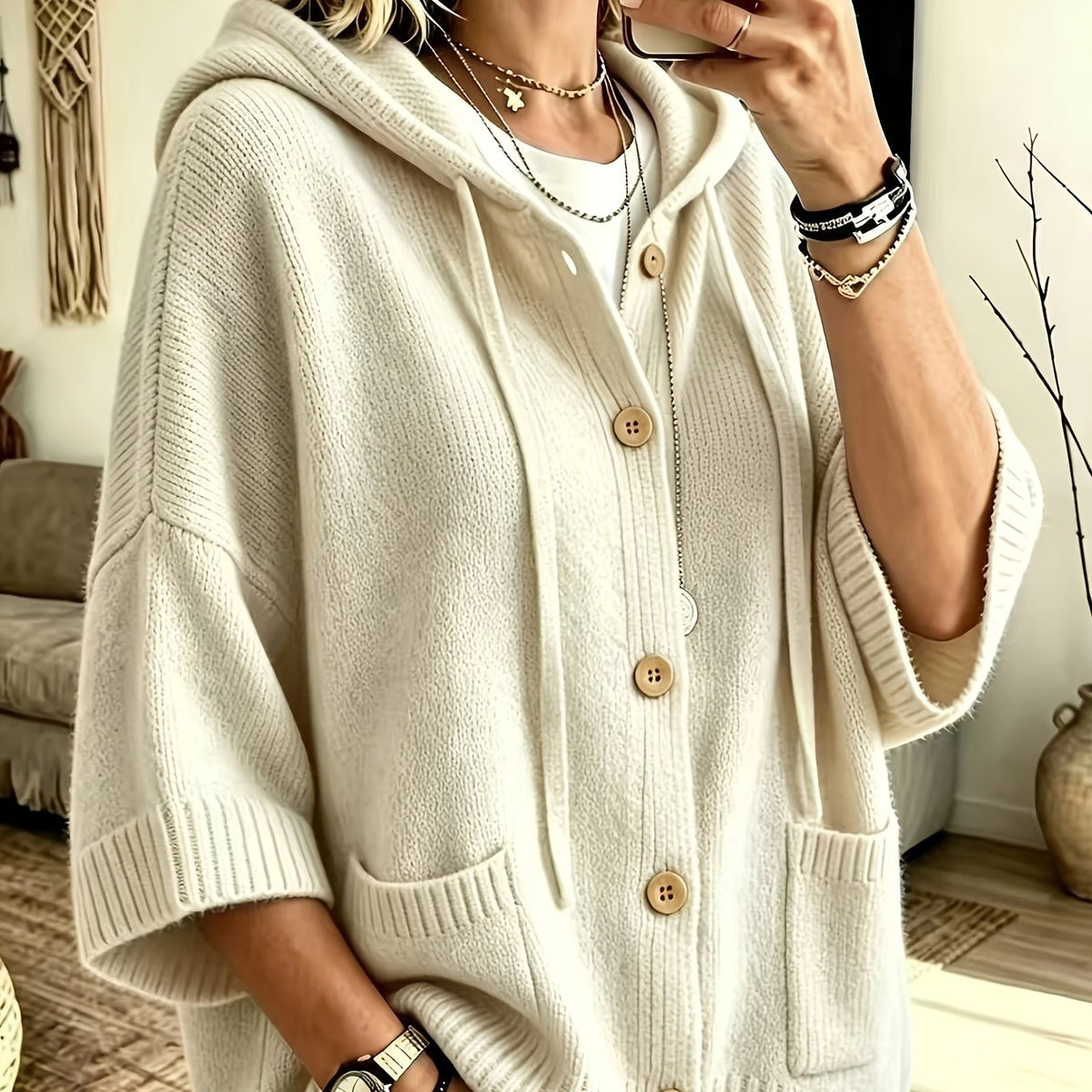 Elegant Casual Pocket Cardigan for Women