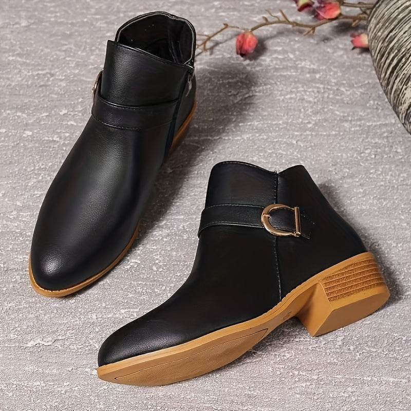 Women'S Ankle Boots | Fashion Pointed Toe With Block Heel, Synthetic Upper, Zipper Closure, All-Season Casual Wear, Women Shoes