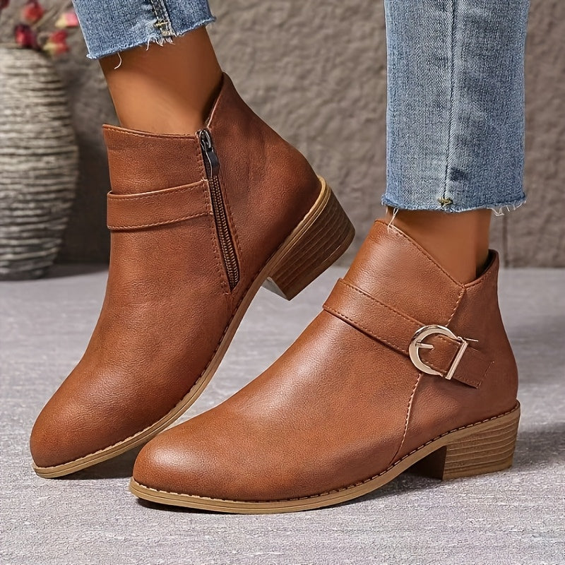 Women'S Ankle Boots | Fashion Pointed Toe With Block Heel, Synthetic Upper, Zipper Closure, All-Season Casual Wear, Women Shoes