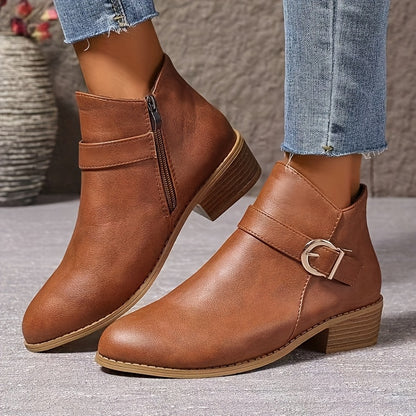 Women'S Ankle Boots | Fashion Pointed Toe With Block Heel, Synthetic Upper, Zipper Closure, All-Season Casual Wear, Women Shoes