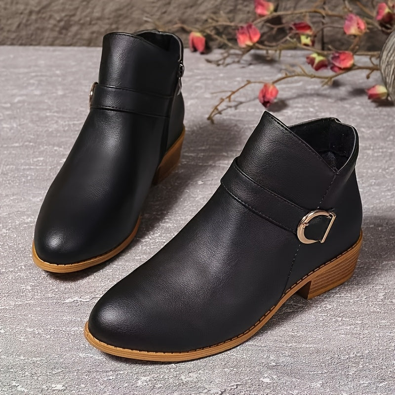 Women'S Ankle Boots | Fashion Pointed Toe With Block Heel, Synthetic Upper, Zipper Closure, All-Season Casual Wear, Women Shoes
