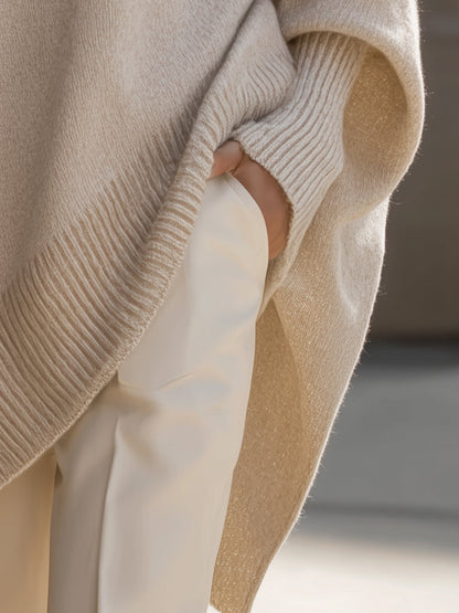 Jennifer | Oversized Trui met Drapering en Wijde Hals