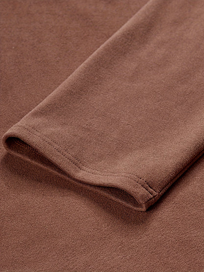 Men's Fashion Top T-Shirt, Autumn/Winter Deer Velvet Thermal Fabric, Casual Color-Block Patchwork Lapel Zipper Long Sleeve Men's Henley Shirt