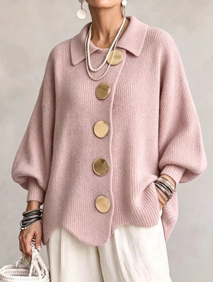 Victoire | Cardigan oversize à gros boutons dorés