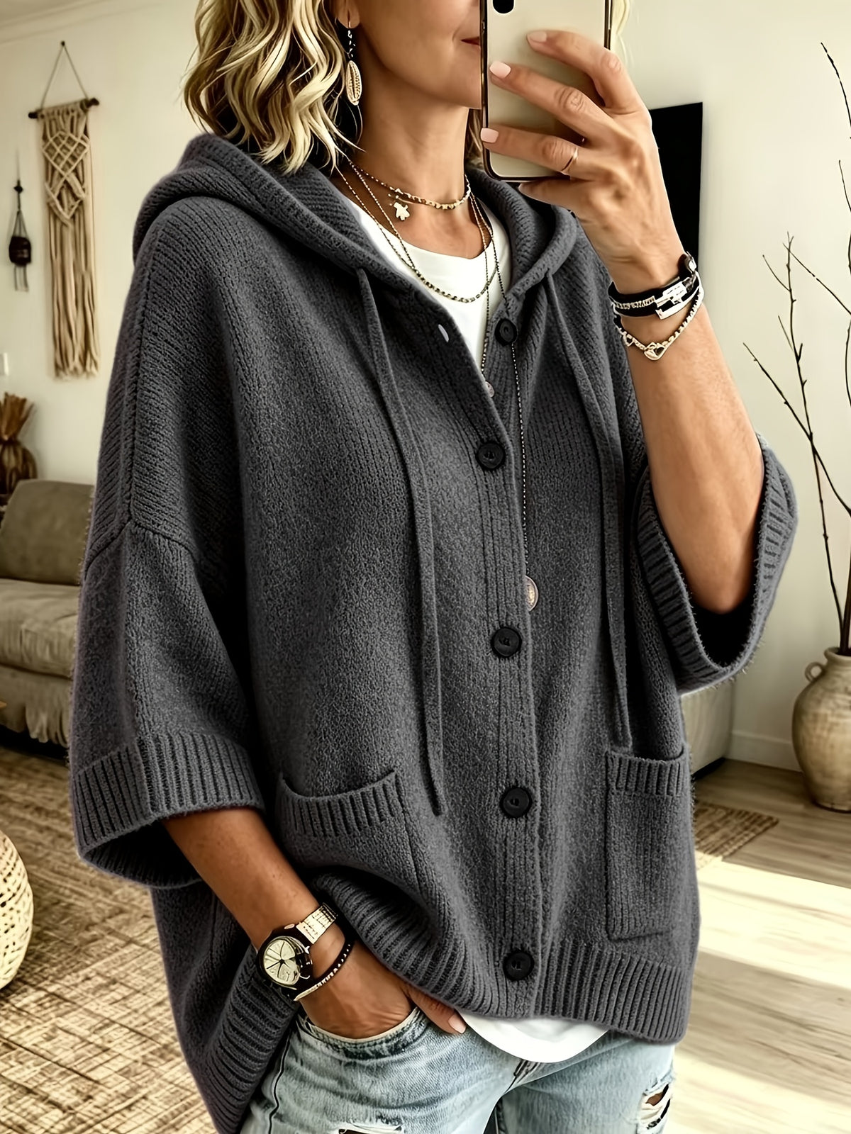 Elegant Casual Pocket Cardigan for Women