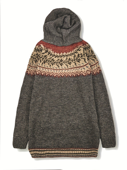 Winter Women'S Sweater Elegant Hooded Large Coat Jacket Soft Chunky Jacquard Embroidery Green Leaf Color Matching Beautiful Fashion Comfortable Casual Retro Commuting Slim Cardigan Gift ZLLZ