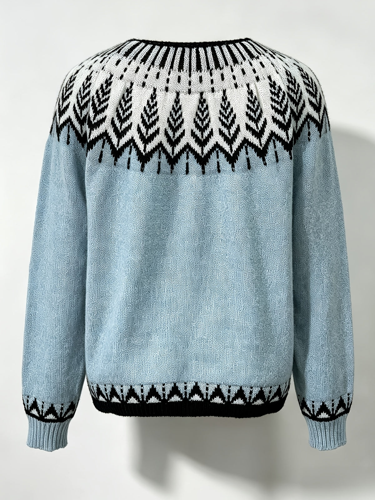 Women'S Vintage Elegant Geometric Pattern Cardigan - Contrast Trim Open Front Sweater, Round Neck Long Sleeve Button-Up, All-Season Versatile Casual Wear Layering Piece, Cardigan Sweater, Fall Layering Item, Winter Wardrobe, Vintage Style
