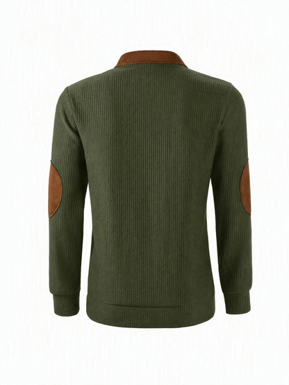 Autumn Winter Men'S Long Sleeve Jacquard Knit Sweater Christmas Gift Thick Contrast Striped Casual Stand Collar Zipper Pullover