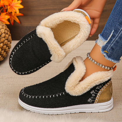 Women'S Multicolor Fleece-Lined Slippers, Versatile Slip-On for Daily Relaxing, Home Gatherings, Weekend Errands - Matches Casual Loungewear, Winter Outfits, Cozy Sets, Women Shoes