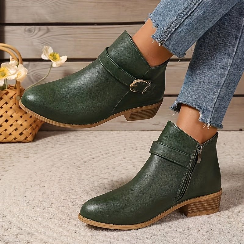 Women'S Ankle Boots | Fashion Pointed Toe With Block Heel, Synthetic Upper, Zipper Closure, All-Season Casual Wear, Women Shoes