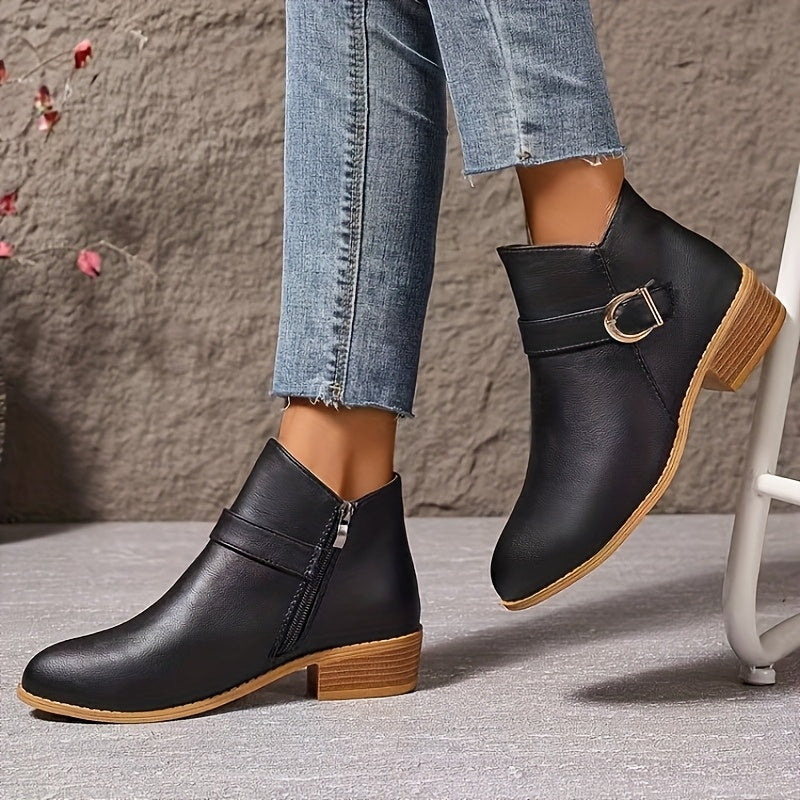 Women'S Ankle Boots | Fashion Pointed Toe With Block Heel, Synthetic Upper, Zipper Closure, All-Season Casual Wear, Women Shoes