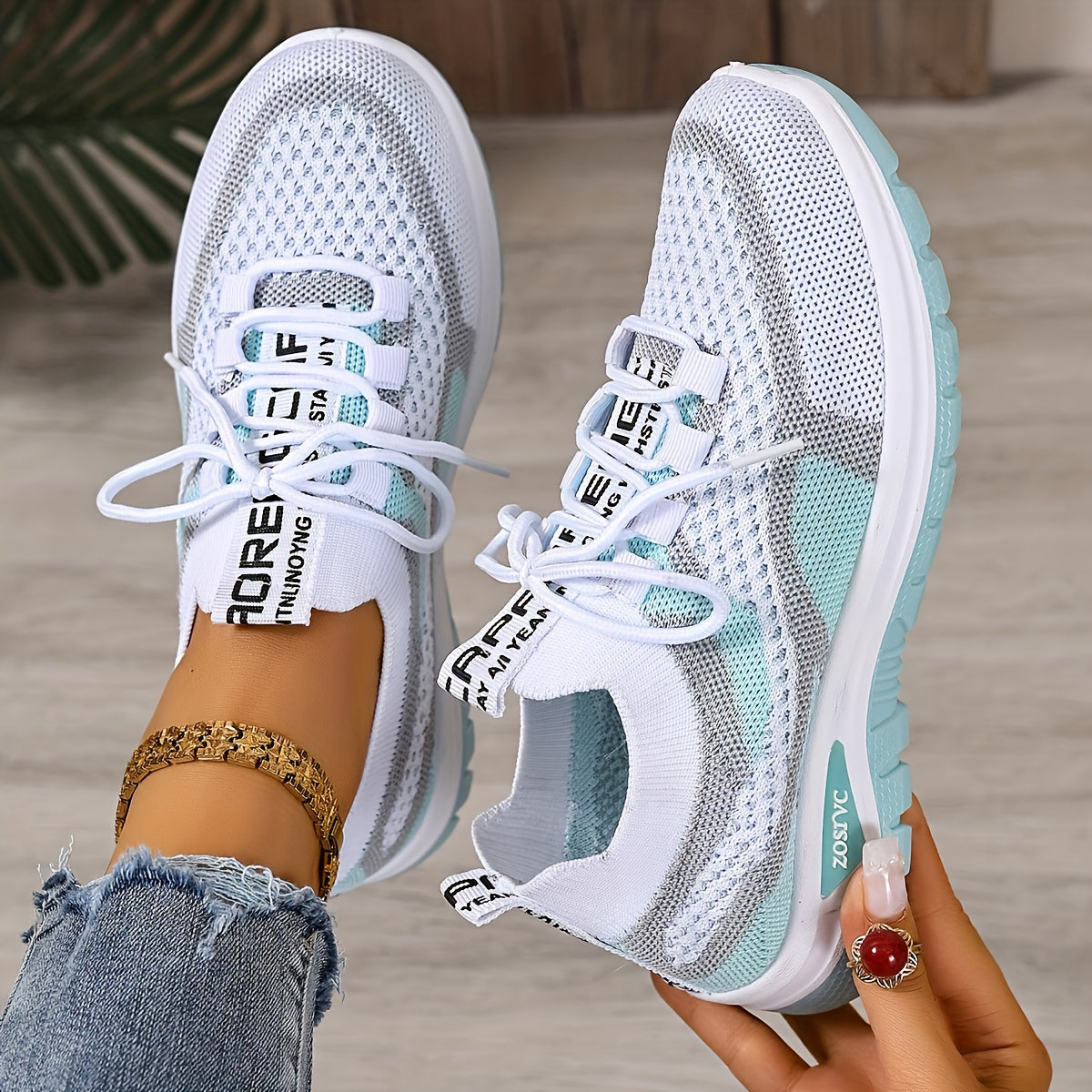 Women's Lightweight Breathable Sneakers - Comfortable Low-Top Lace-Up Casual Walking Shoes, Women Shoes Elegant Women Shoes Classy Lady Shoes