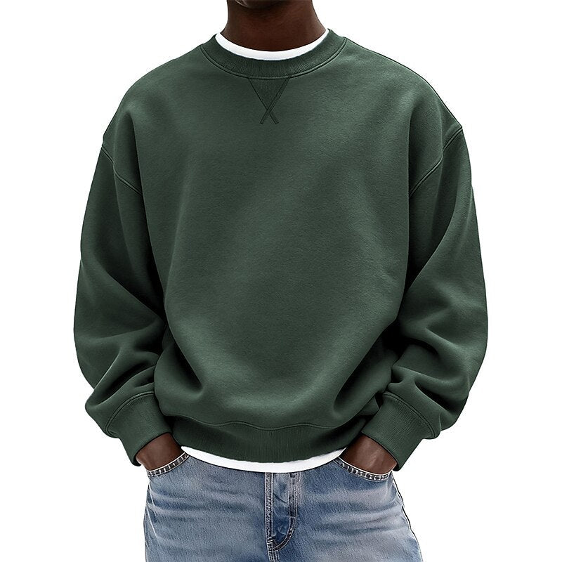 Relaxed Crew Neck Cotton Sweatshirt