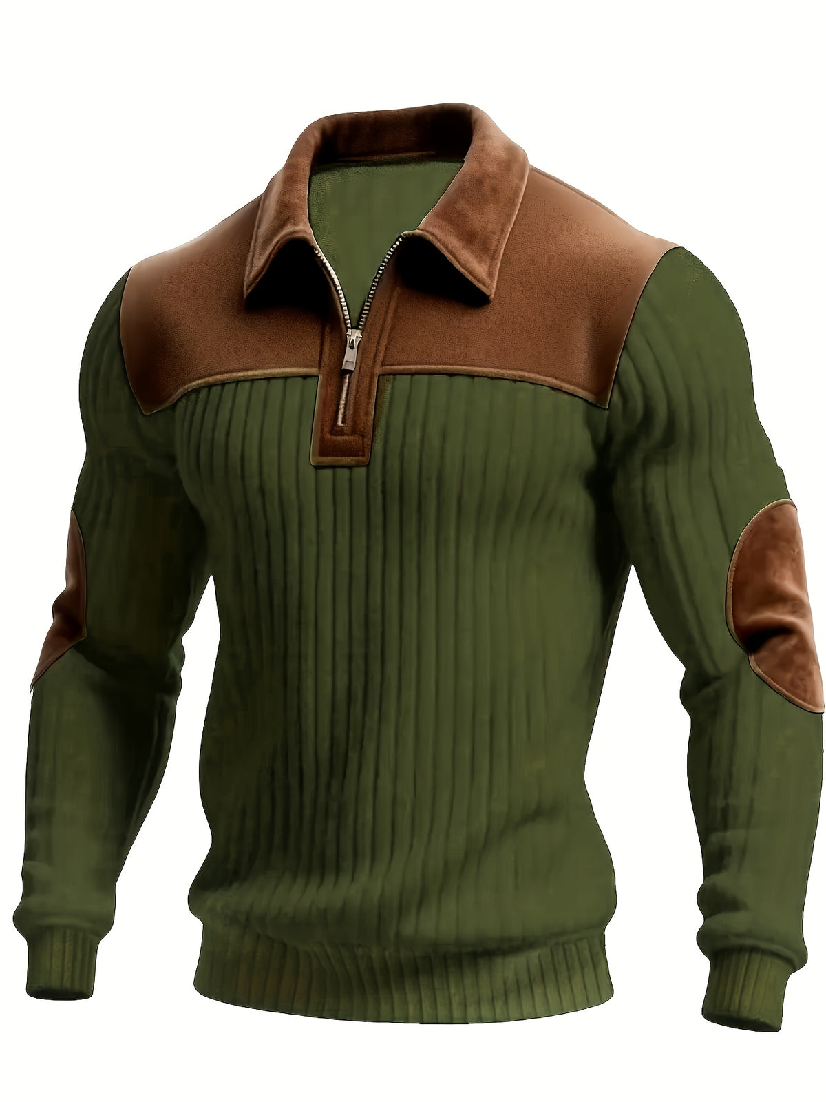 Autumn Winter Men'S Long Sleeve Jacquard Knit Sweater Christmas Gift Thick Contrast Striped Casual Stand Collar Zipper Pullover