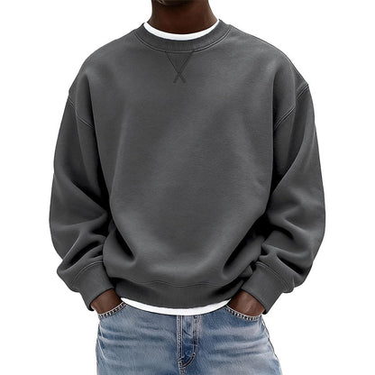 Relaxed Crew Neck Cotton Sweatshirt