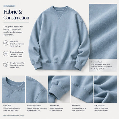 Relaxed Crew Neck Cotton Sweatshirt