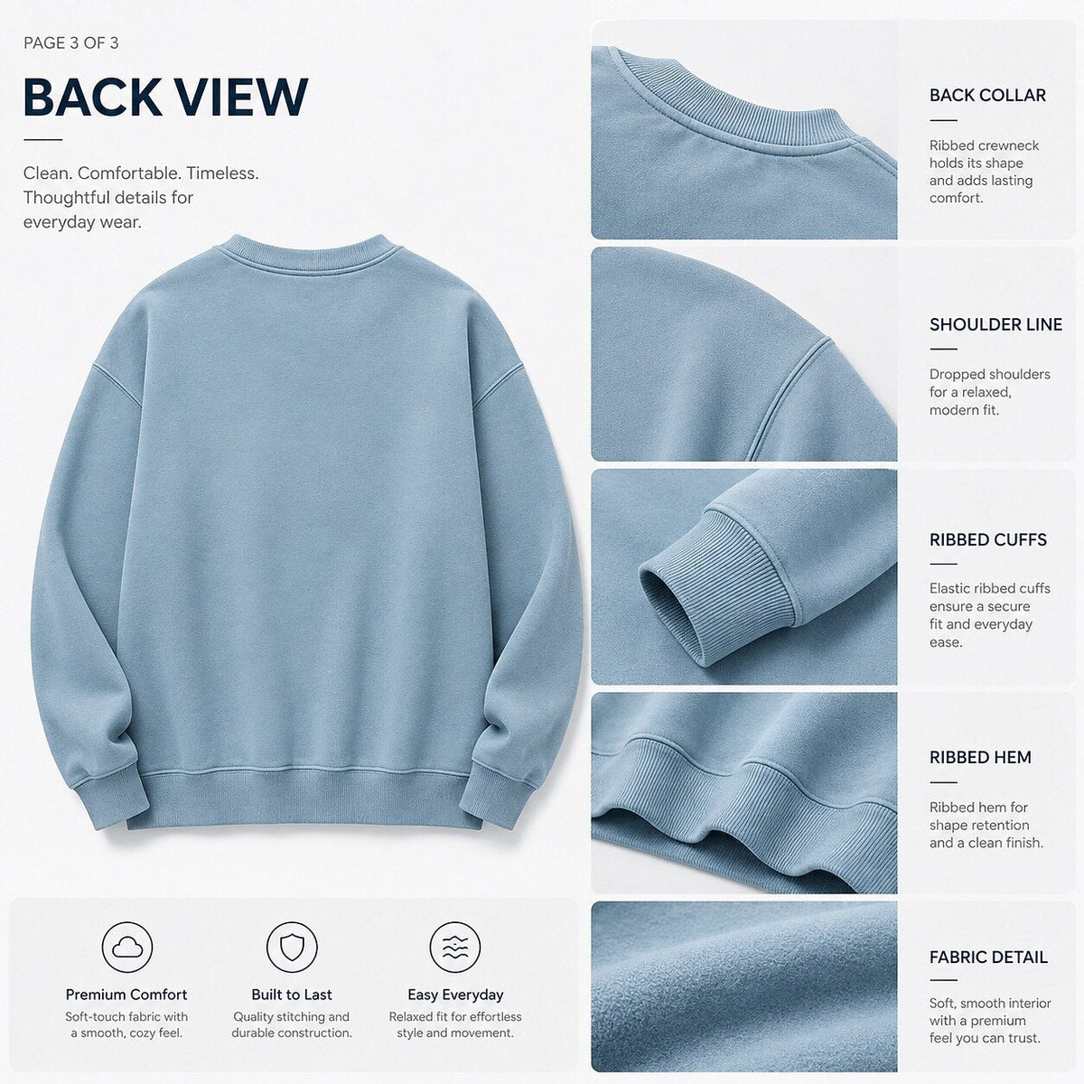 Relaxed Crew Neck Cotton Sweatshirt