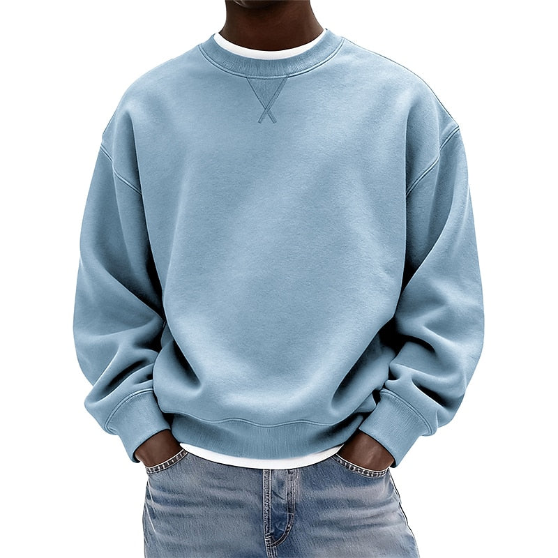 Relaxed Crew Neck Cotton Sweatshirt