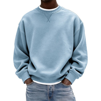 Relaxed Crew Neck Cotton Sweatshirt
