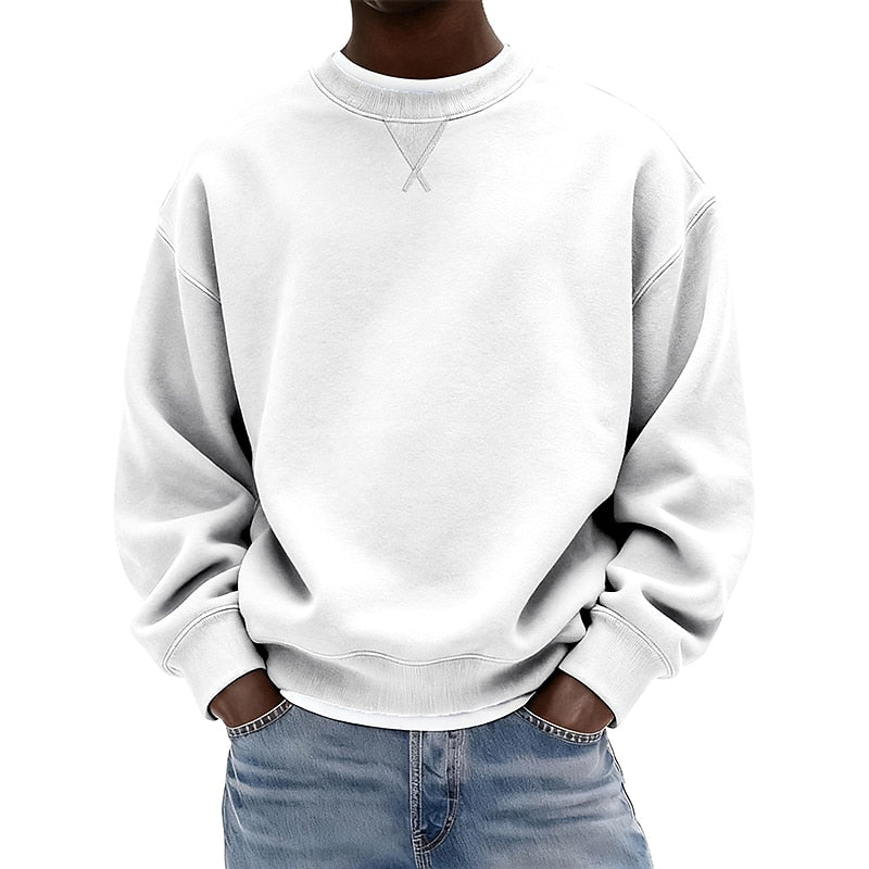Relaxed Crew Neck Cotton Sweatshirt