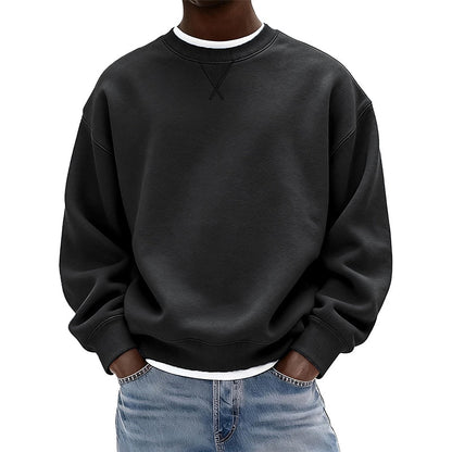 Relaxed Crew Neck Cotton Sweatshirt