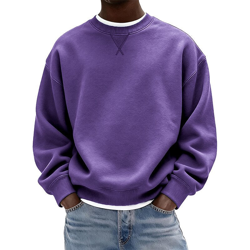 Relaxed Crew Neck Cotton Sweatshirt