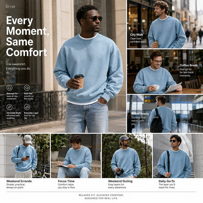 Relaxed Crew Neck Cotton Sweatshirt